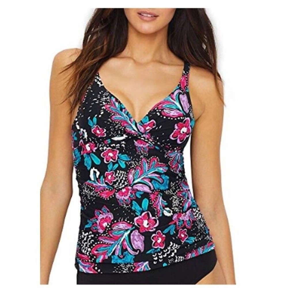 Anne Cole Womens Twist Front Underwire Cup Sized Tankini Swim Top Size 34C